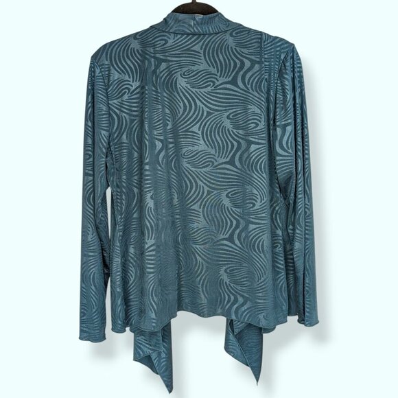 🍁V. Marallis Collection Turquoise Swirly Front Tie Sweater - Picture 7 of 9